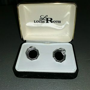 Silver and black cuff links